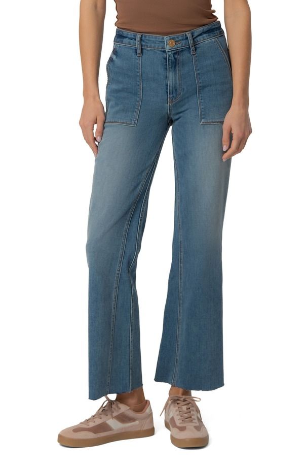 カットフロムザクロス レディース ボトムス デニムパンツ ハイウエスト ジーンズ KUT from the Kloth Kelsey High Waist Raw Hem Kick Flare Jea