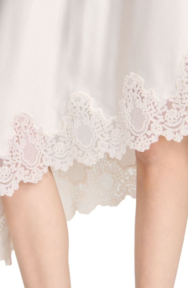 サンドロ レディース ボトムスカート アシンメトリー サテン レース SANDRO Asymmetrical satin skirt with lacecru エクリュ