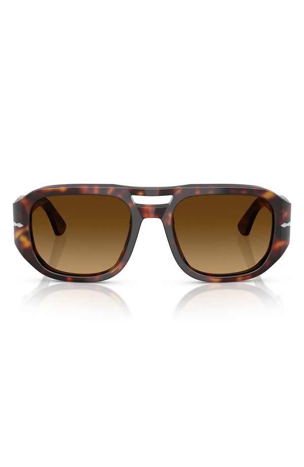 ペルソル レディース アクセサリー サングラス・アイウェア Persol Vincent 53mm Pilot Sunglasses HAVANA LIGHT BROWN DARK BROW ブラウン