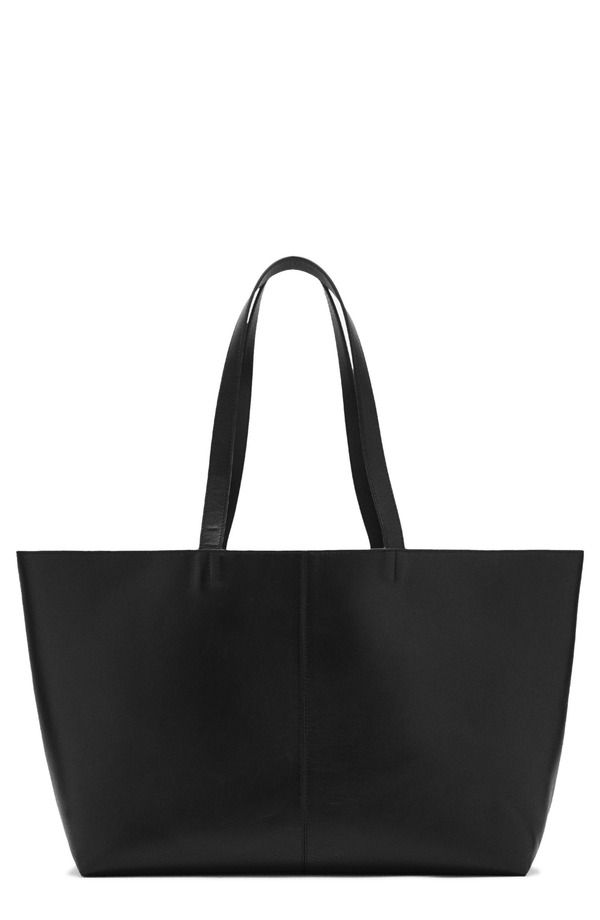 マンゴ レディース バッグ レザー MANGO Leather Shopper Bag BLACK ブラック