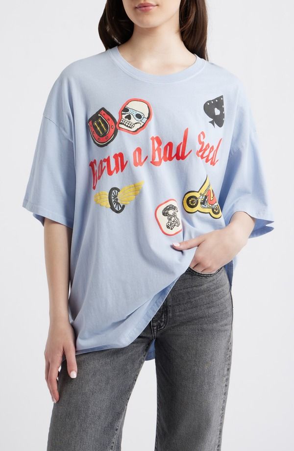 デイドリーマー レディース トップス Tシャツ グラフィック Daydreamer Born a Bad Seed Graphic Oversized Tshirt SKY WAY BLUE ブルー