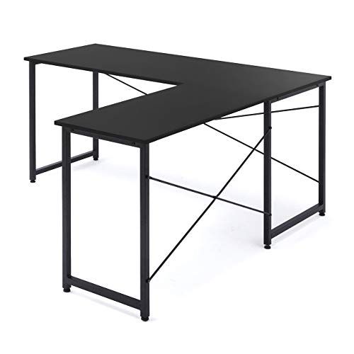 イーサプライ L字型 パソコンデスク コーナーデスク 木製 幅150cm+90cm 左右対応 ブラック EZ1-DESKH011BKｍａ