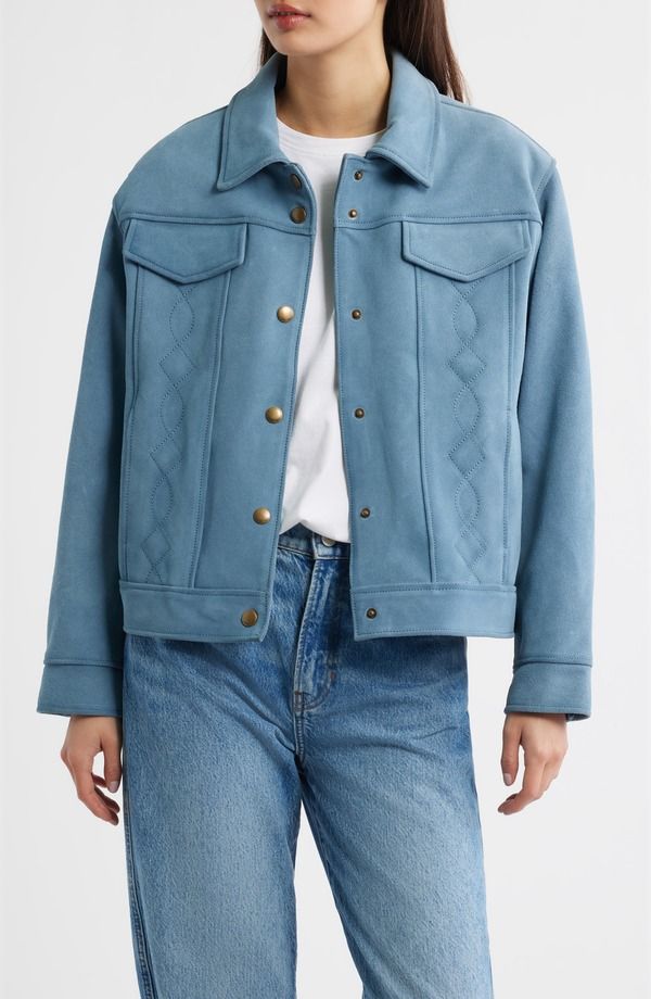 フライ レディース アウター ジャケット・ブルゾン レザー Frye Cow Split Leather Jacket BLUE ブルー 74,140円