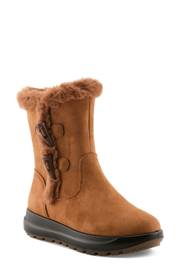 フレクサス レディース シューズ ブーツ・レインブーツ Flexus by Spring Step Galoshe Wateresistant Faux Fur Bootie Women CAMEL