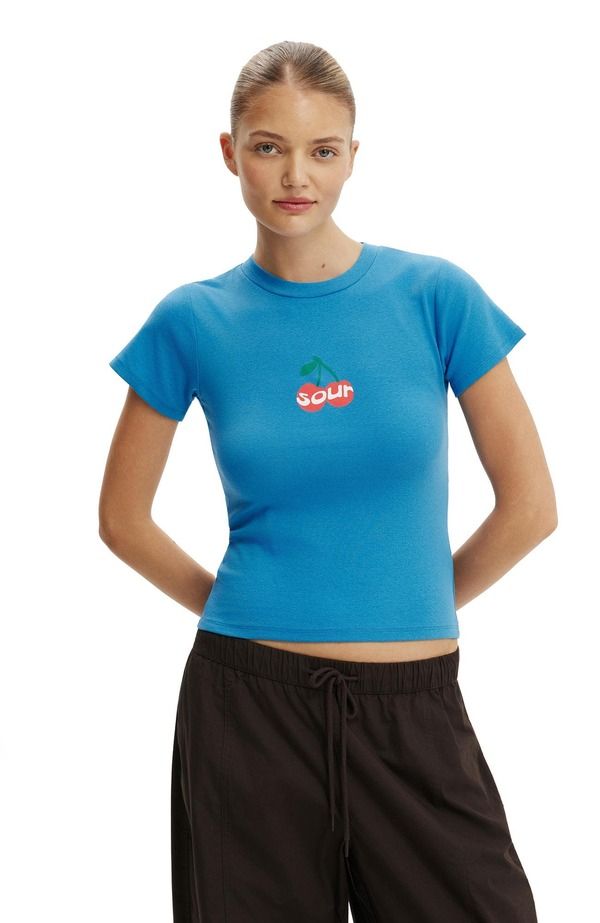 コットンオン レディース トップス Tシャツ グラフィック Cotton Womens The Tiny Graphic Tee Sour Cherry Cobalt コバルト