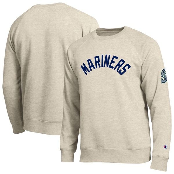 チャンピオン メンズ アウター パーカー・スウェット シャツ Mens Champion Oatmeal Seattle Mariners AllStar Soft Felt Raglan Sweat