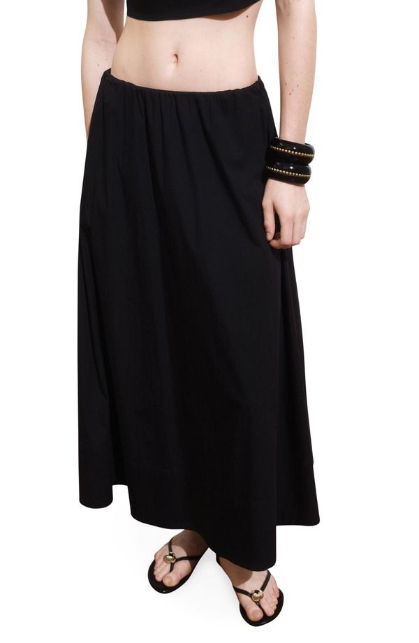 マンゴ レディース ボトムスカート ミディ コットン MANGO Fla red Cotton Midi Skirt BLACK ブラック 19,156円