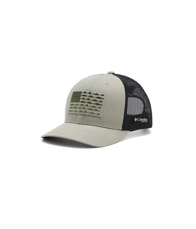 コロンビア メンズ アクセサリー 帽子 メッシュ Columbia PFG Fish Flag Mesh Snap Back Grey GreenBlac グレー