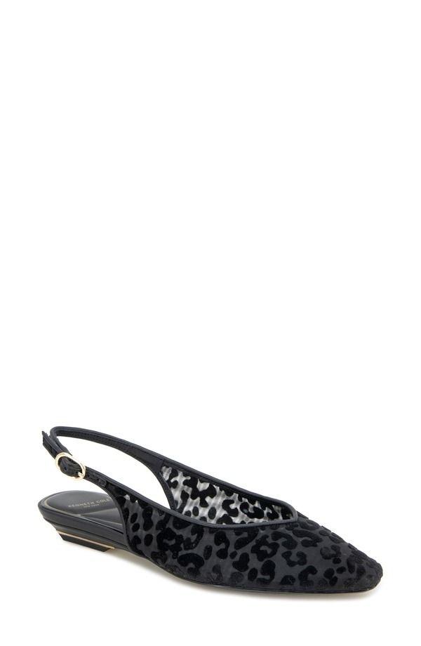 ケネスコール レディース シューズ パンプス Kenneth Cole Berkette Slingback Flat Women BLACK LEOPARD MESH ブラック