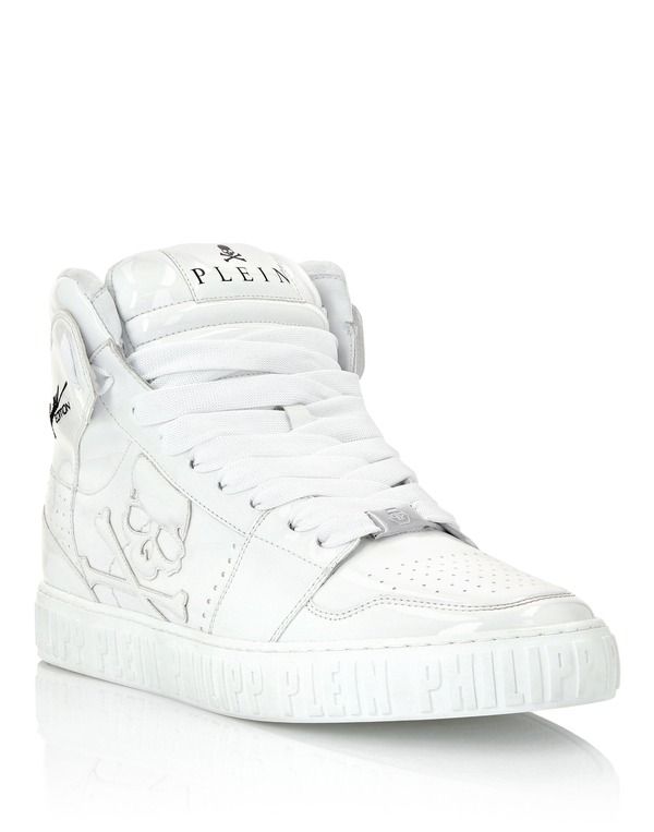 フィリッププレイン レディース シューズ スニーカー PHILIPPLEIN Super Street HiTop SneakerskullAmpBones Unisex Unisex white ホ