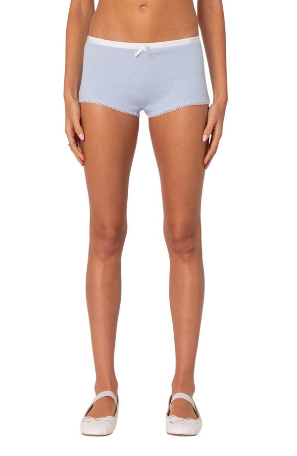 アディクテッド レディース ボトムス ハーフパンツ・ショーツ ショートパンツ EDIKTED Mariana Pointelle Stitch Microshorts LIGHTBLUE ブルー