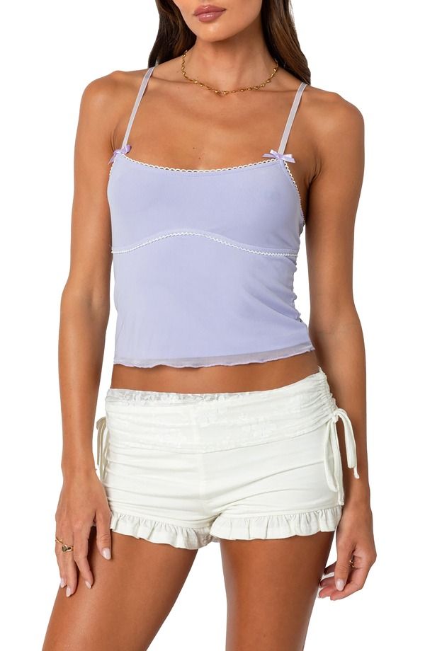 アディクテッド レディース トップス シャツ メッシュ EDIKTED Bethany Mesh Camisole LILAC ライラック