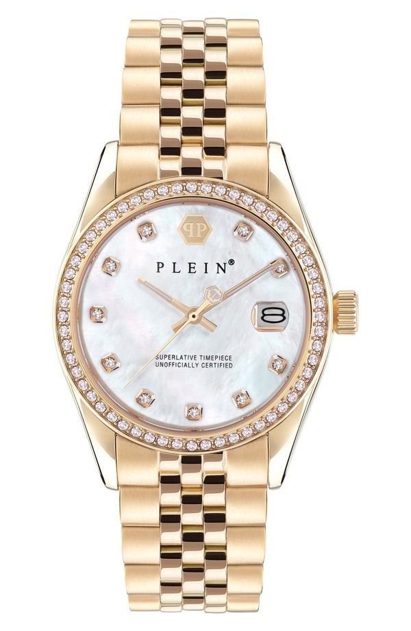 フィリッププレイン レディース アクセサリー 腕時計 PHILIPPLEIN Date Superlative Bracelet Watch 34mm IP YELLOW GOLD イエロー 81,290円