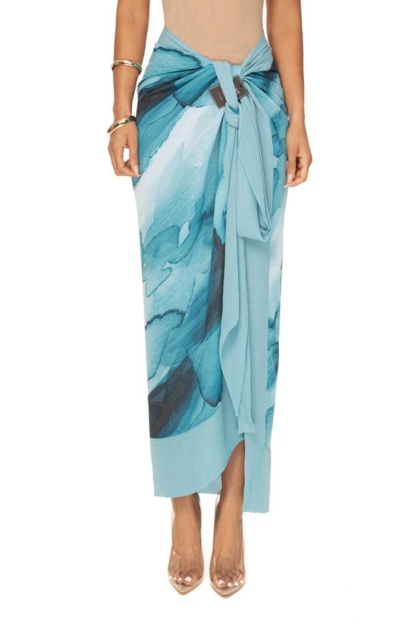 ジェイラックスレーベル レディース ボトムスカート プリント JLUXLABEL Marine Print Sarong BLUE ブルー