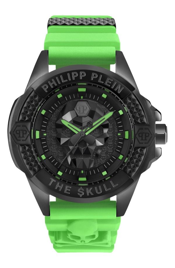 フィリッププレイン メンズ アクセサリー 腕時計 PHILIPPLEIN The kull Silicone Strap Watch 44mm IP BLACK ブラック