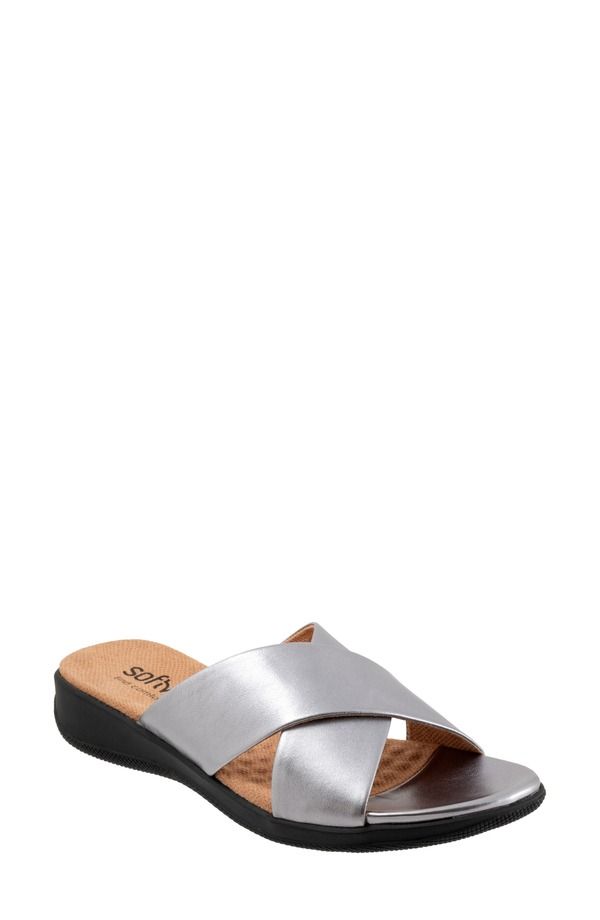 ソフトウォーク レディース シューズ パンプス サンダル レザー SoftWalk Tillman Leather Crosstrap Slide Sandal Women PEWTER LEATHE
