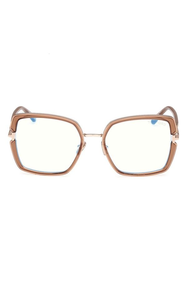 トム・フォード レディース アクセサリー サングラス・アイウェア TOM FORD 55mm Square Blue Light Blocking Optical Glasses CHAMPAGNE
