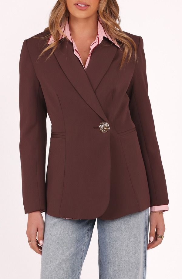 ペタルアンドパップ レディース アウター ジャケット・ブルゾン ブレザー Petal Pup LeoneButton Blazer CHOCOLATE BROWN ブラウン