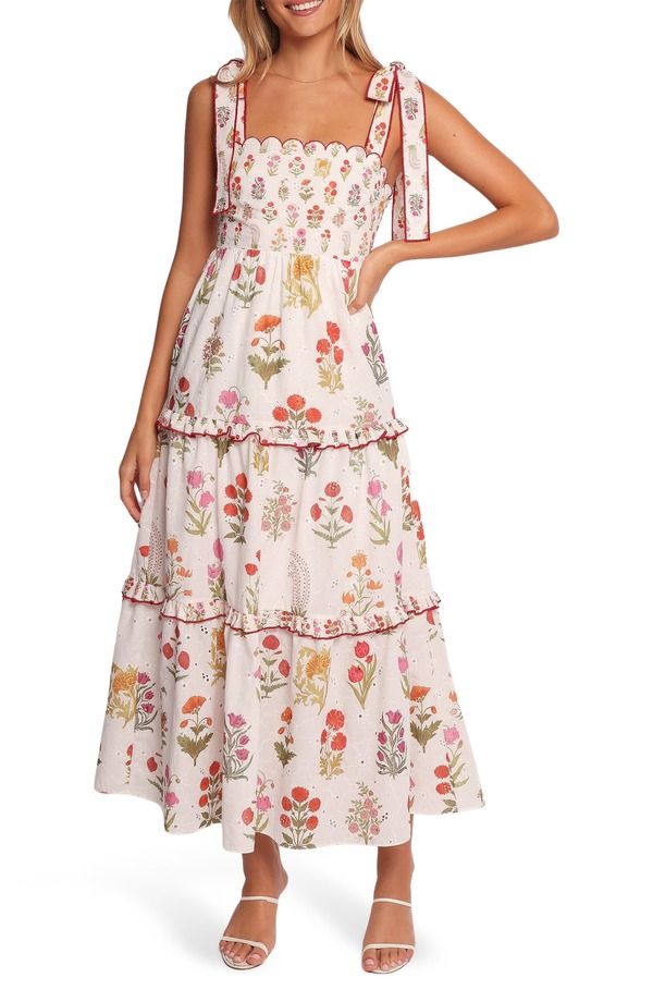 ペタルアンドパップ レディース トップス ワンピース プリント ノースリーブ マキシ Petal Pup Aurelia Printie Strap Sleeveless Maxi Dress WHI