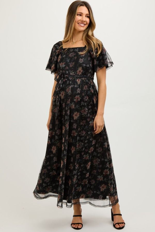 ピンクブラッシュ レディース トップス ワンピース フラワー柄 ミディ マタニティ フラワー PinkBlush Floral Waistie Midi Dress Maternity Black ブ 20,060円