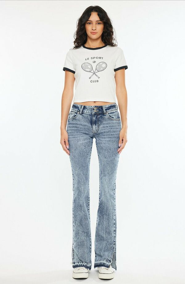 カンクン レディース シューズ ブーツ・レインブーツカット ジーンズ KanCan Maizie Mid Rise Bootcut Jeans Medium Blue ブルー