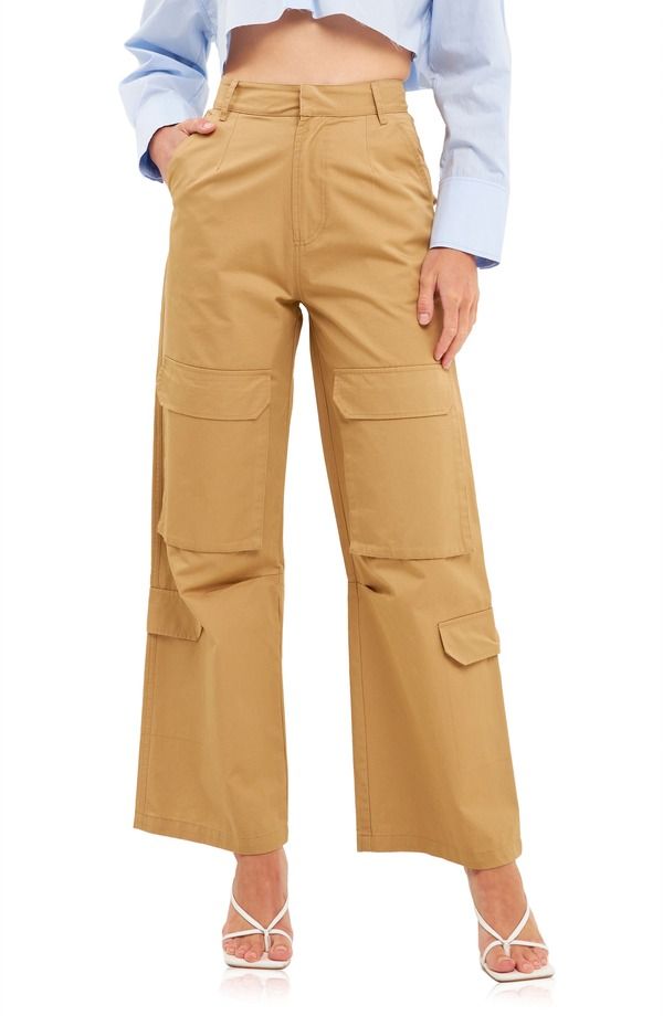 イングリッシュファクトリー レディース ボトムス カジュアルパンツ ワイドレッグ カーゴパンツ English Factory Wide Leg Cargo Pants CAMEL キャメル