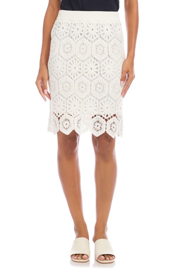 カレンケーン レディース ボトムスカート Karen Kane Open Stitch Skirt WHITE ホワイト