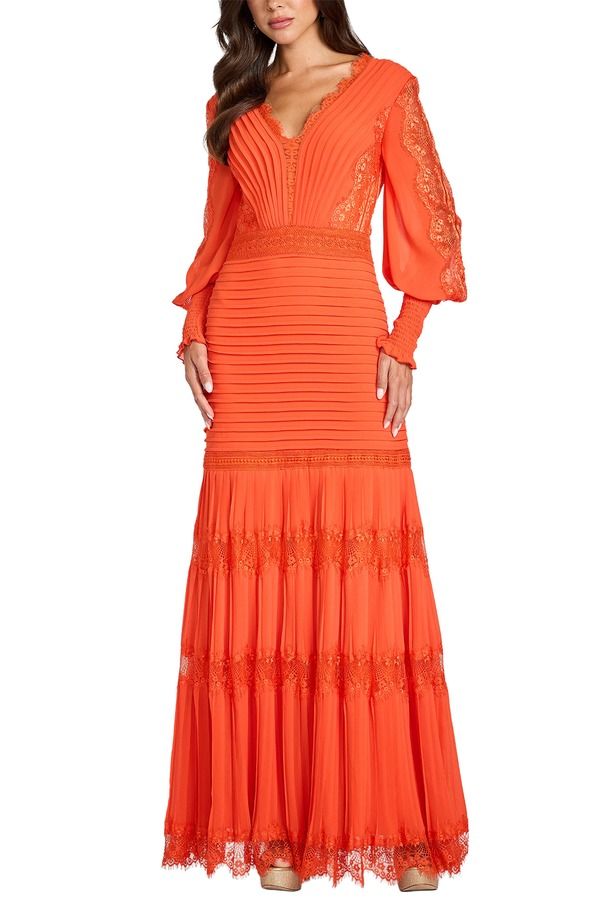 タダシショージ レディース トップス ワンピース Tadashi Shoji Pintuck Detailong Sleeve Gown APRICOT アプリコット 103,840円