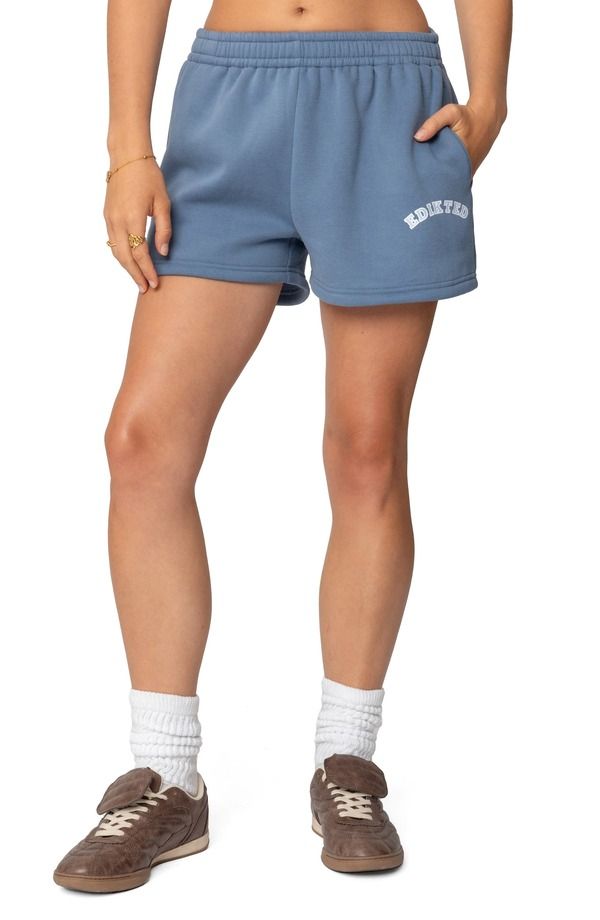 アディクテッド レディース ボトムス ハーフパンツ・ショーツ ショートパンツ コットン グラフィック Beyond Edikted Cotton Graphic Sweat Shorts BLUE ブ
