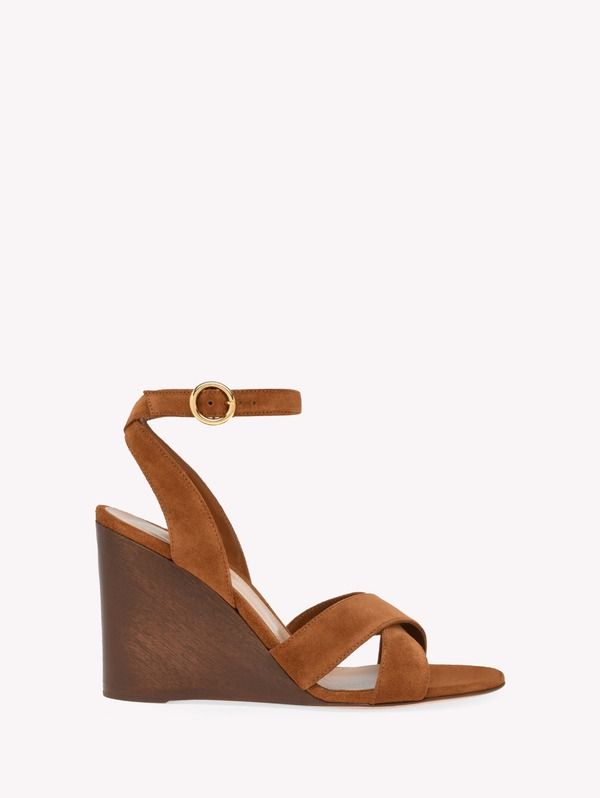 ジャンヴィト ロッシ レディース シューズ サンダル Gianvito Rossines Wedge Sandal Women Brown Suede ブラウン