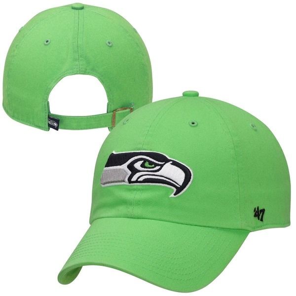 フォーティーセブン レディース アクセサリー 帽子 Seattle Seahawks 47 Brand Clean Up Adjustable Hat Neon GREEN ネオン1