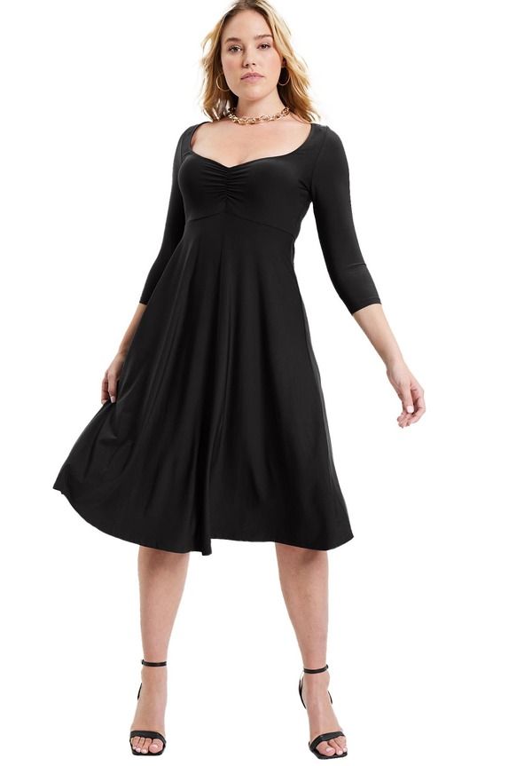 ジューンプラスヴィ レディース トップス ワンピース プラスサイズ June Vie Sweetheart Swing Dress Plus Regular BLACK ブラック
