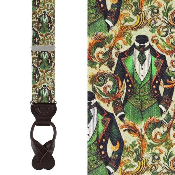 トラファルガー メンズ アクセサリー ベルト シルク Trafalgar Shall We Dance Silk Novelty Button End Suspenders Green グリーン 21,735円