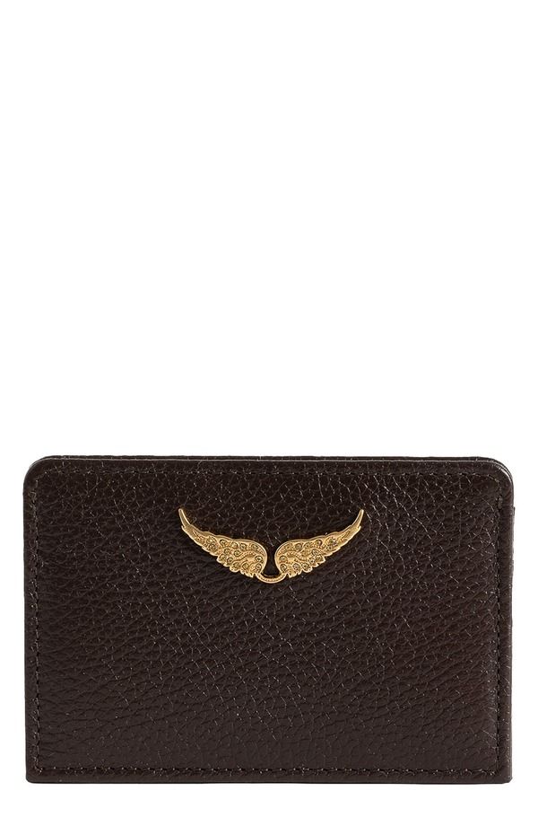 ザディグ エ ヴォルテール レディース アクセサリー 財布 レザー Zadig Voltaire Pass Leather Card Case BROWNIE