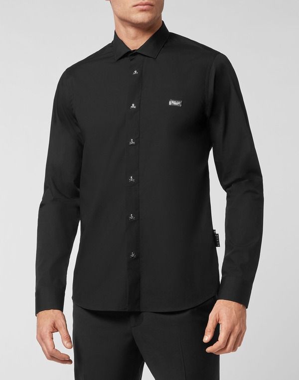 フィリッププレイン メンズ トップス シャツ スリムフィット PHILIPPLEIN Shirt Slim Fit Men black ブラック