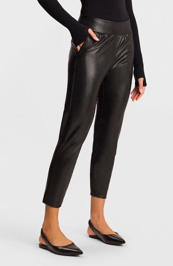 コマンドー レディース ボトムス レギンス パンツ レザー フェイクレザー Commando Faux Leather Cigarette Pants BLACK ブラック