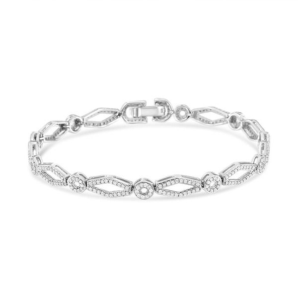 ハウスオブブリリアンス レディース アクセサリー ブレスレット・バングル・アンクレット Haus of Brilliance Silver 12 Cttw Diamond Studded Circle