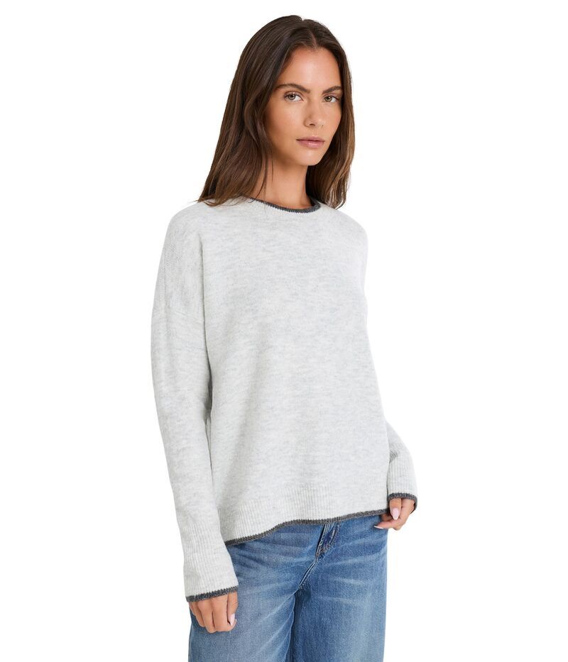 ヴィンスカムート レディース アウター ニット・セーター クルーネック Vince Camuto Crew Neck with Tipping At Neck Cuff and Hem Silver