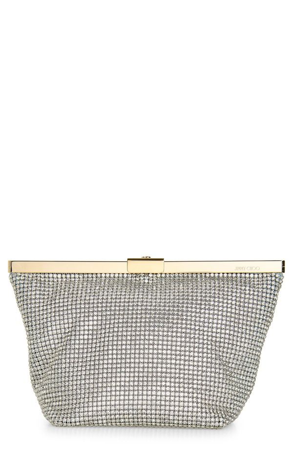 ジミーチュー レディース バッグ メッシュ Jimmy Choo Ganache Crystal Mesh Clutch SILVER LIGHT GOLD ゴールド