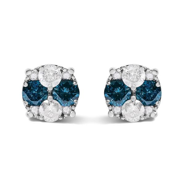 ハウスオブブリリアンス レディース アクセサリー ピアス・イヤリング Haus of Brilliance Silver 20 Cttw Blue Diamond Composite Cluster