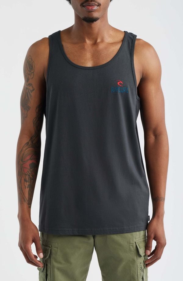 リップカール メンズ トップス シャツ コットン グラフィック Rip Curl Shred Till Dead Cotton Graphic Tank WASHED BLACK ブラック
