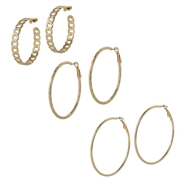 ジェシカシンプソン レディース アクセサリー ピアス・イヤリング Jessica Simpson 3Piece Hoop and Chain Hoop Earring SetTone Gold ゴール 8,736円
