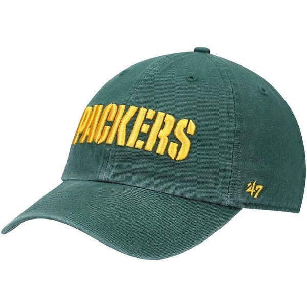 フォーティーセブン メンズ アクセサリー 帽子 Mens 47 Green Bay Packers Clean Up Script Adjustable Hat Green グリーン