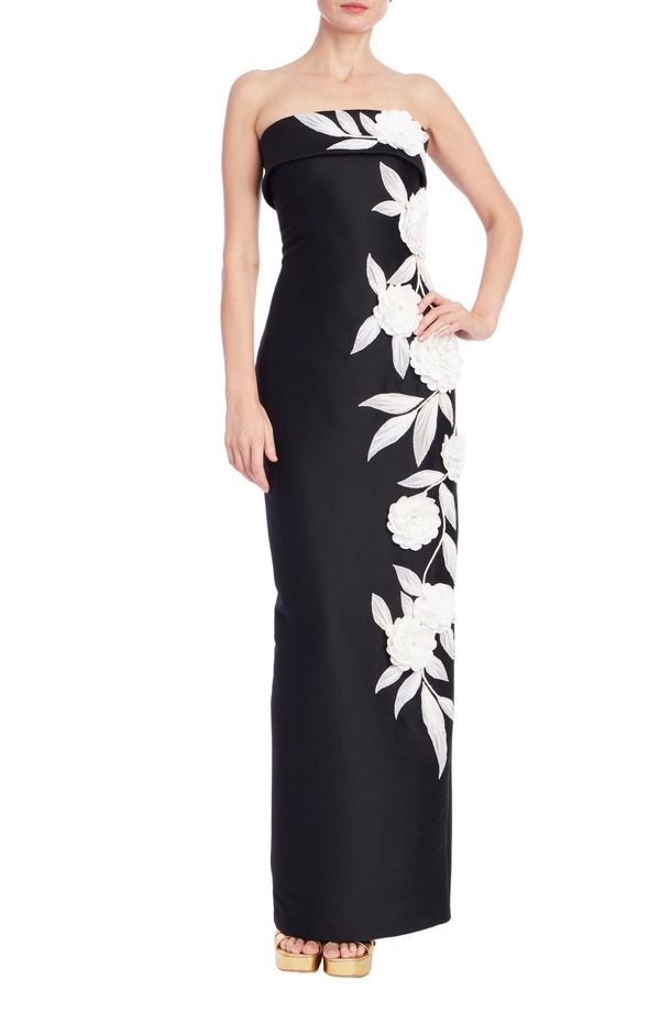 バッドグレイミッシカ レディース トップス ワンピース フラワー柄 ストラップレス フラワー Badgley Mischka Collection Floral Appliqu Straplesshe