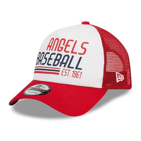 ニューエラ メンズ アクセサリー 帽子 Mens New Era WhiteRed Los Angeles Angelstacked AFrame Trucker 9FORTY Adjustable