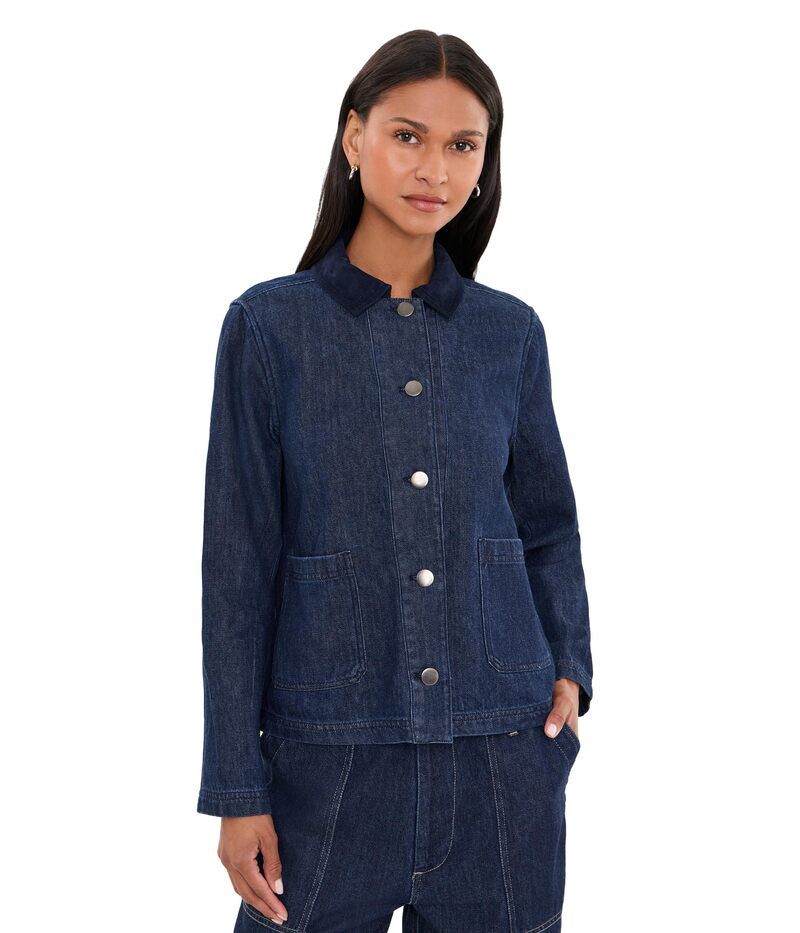 ニックプラスゾーイ レディース アウター コート デニム ジャケット Niczoe Denim Patch Pocketrucker Jacket Dark Blue Wash ブルー