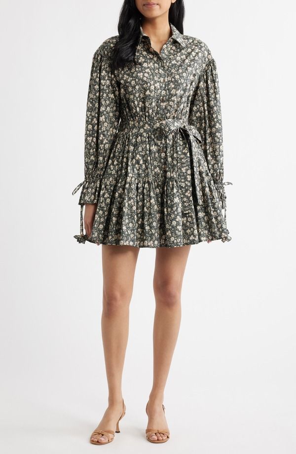 エン セゾン レディース トップス ワンピース フラワー柄 プリント シャツ コットン フラワー En Saison Floral Print Long Sleeve Cotton Shirtdres