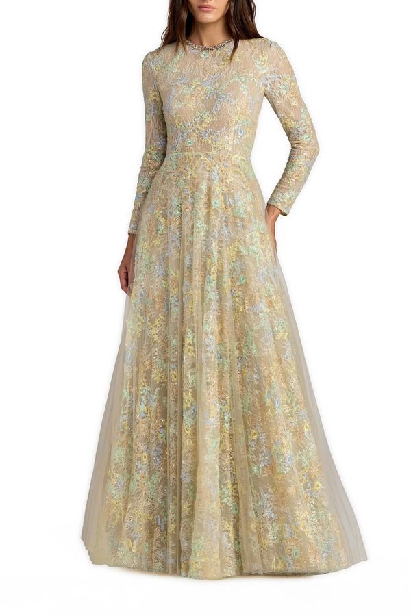 マックダガル レディース トップス ワンピース A ライン レース Mac Duggalong Sleevembellished Lace ALine Gownude Multi マルチカラー 175,900円