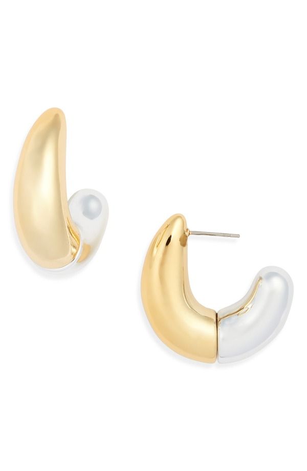 オープンエディット レディース アクセサリー ピアス・イヤリング Open Edit Curved Metal CHoop Earring sILVER GOLD ゴールド