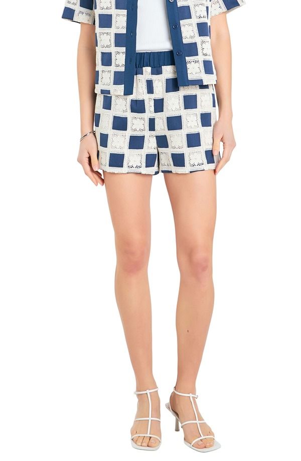 イングリッシュファクトリー レディース ボトムス ハーフパンツ・ショーツ パッチワーク ショートパンツ English Factory Crocket Crochet Patchwork Shorts